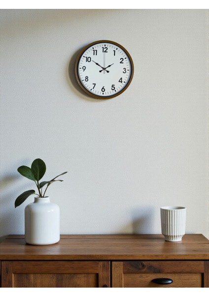 Zentime 36 cm Kahverengi Dekoratif Duvar Saati