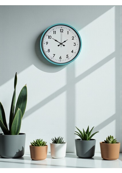 Zentime 36 cm Turkuaz Dekoratif Duvar Saati