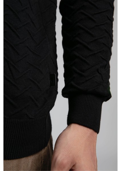 Jefta Erkek O Yaka Kazak Siyah fırsatları