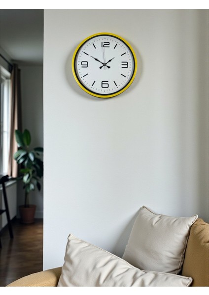 Zentime 36 cm Sarı Dekoratif Duvar Saati