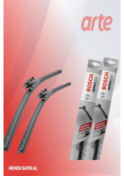 Toyota Verso 2009-2019 Uyumlu | Bosch Aeroeco Serisi Ön Silecek Takımı | 2'li Set | fırsatları