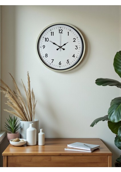 Zentime 36 cm Krem Dekoratif Duvar Saati