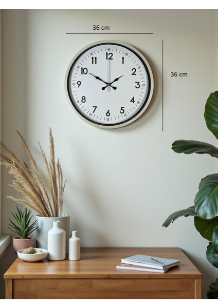 Zentime 36 cm Krem Dekoratif Duvar Saati indirimleri