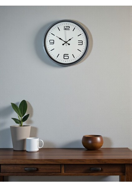 Zentime 36 cm Gri Dekoratif Duvar Saati