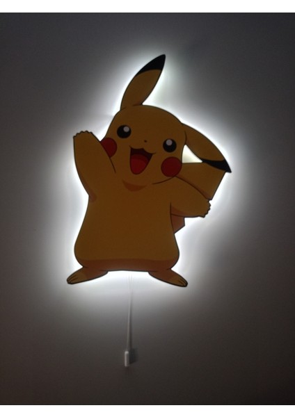 Ahşap Pokemon Pikachu Çocuk Odası Gece Lambası 24X36, Şık ve Sevimli Dekorasyon.