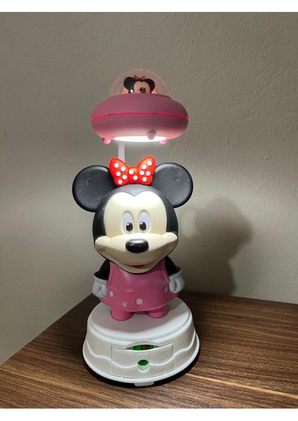 Şarjlı Pembe Mickey Mouse Masa Lambası Kalem Traşlı, Çocuklar Için Eğlenceli Aydınlatma