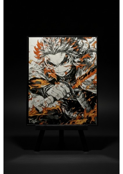 Kyojuro Rengoku 2 - Demon Slayer Kabartmalı Tablo
