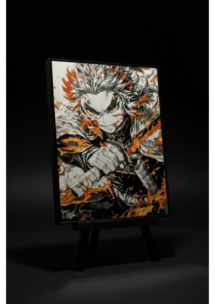 Kyojuro Rengoku 2 - Demon Slayer Kabartmalı Tablo fiyatları