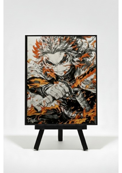 Kyojuro Rengoku 2 - Demon Slayer Kabartmalı Tablo modelleri