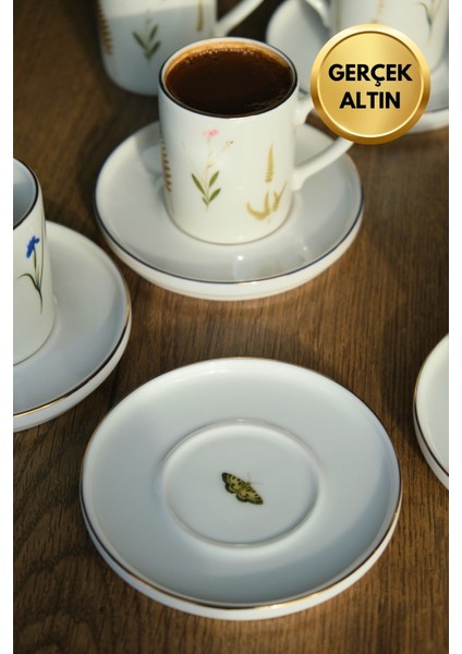 Porselen Natura Karma Altın Yaldızlı Kahve Fincan Takımı 90CC 6 Kişilik 12 Parça fiyatları