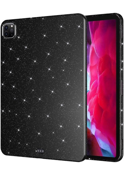 iPad Pro 11 2020 (2.nesil) Simli Parlak Görünümlü Uyumlu Akre Tablet Koton Kılıf-Siyah