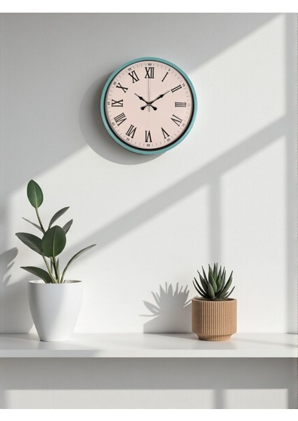 Zentime 36 cm Turkuaz Dekoratif Duvar Saati