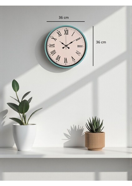 Zentime 36 cm Turkuaz Dekoratif Duvar Saati indirimleri