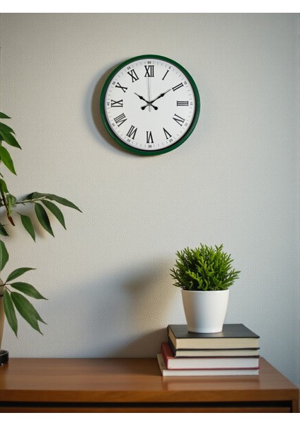 Zentime 36 cm Yeşil Dekoratif Duvar Saati