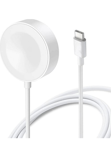 Beyaz Akıllı Saat Wireless Type-C Şarj Kablosu 1m