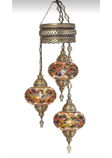 Mozaik 3lü Avize Sarkıt Otantik Lamba fiyatları
