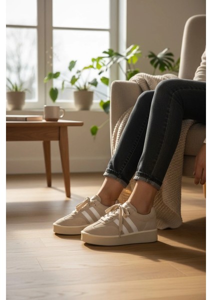 Monte Kadın Sneaker Premium Tasarım - Bej indirimleri