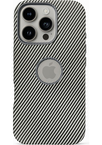 Apple iPhone 15 Pro Max Kılıf Magsafe Wireless Şarj Özellikli Karbonfiber Desenli Kapak