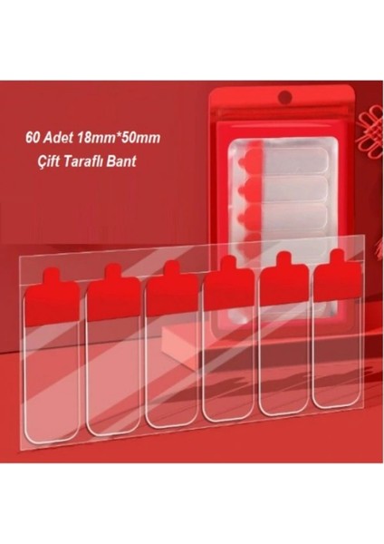 60 Parça Kolay Açılır Güçlü Çift Taraflı Bant 18MMX50MM