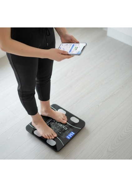 Buffer® Dijital Baskül Yağ Ölçer Fonksiyonlu Akıllı Baskül Bluetooth Bağlantılı Tartı fiyatları