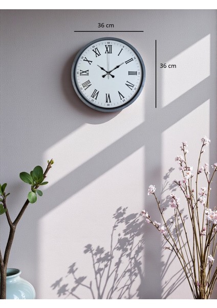 Zentime 36 cm Gri Dekoratif Duvar Saati indirimleri