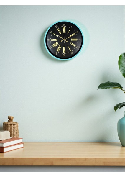 Zentime 36 cm Turkuaz Dekoratif Duvar Saati