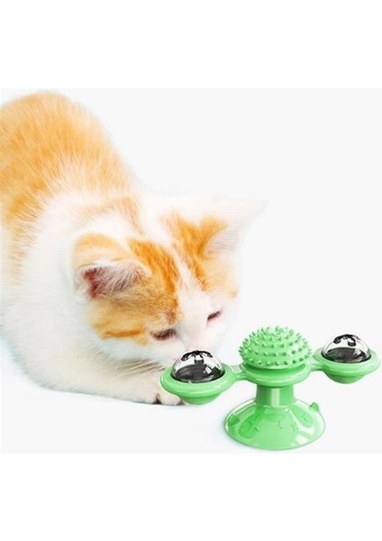 Buffer® Pet Malzemeleri Vantuzlu Fırıldak Toplu Dönen Şeffaf Depo Tasarım Interaktif Kedi Oyu