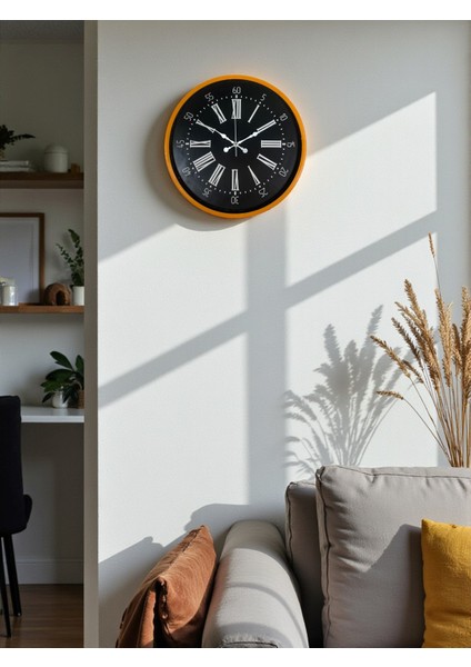 Zentime 36 cm Turuncu Dekoratif Duvar Saati