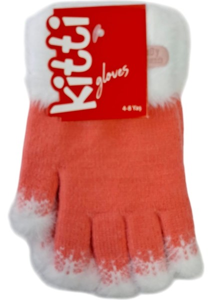 Spteks Kitti 4-8 Yaş Kız Çocuk Pembe Renk Arma Figürlü Kışlık Örme Eldiven modelleri