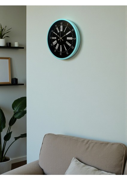 Zentime 36 cm Turkuaz Dekoratif Duvar Saati fırsatları