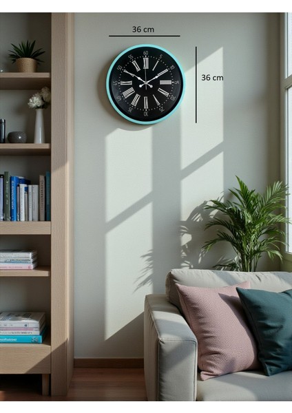 Zentime 36 cm Turkuaz Dekoratif Duvar Saati indirimleri