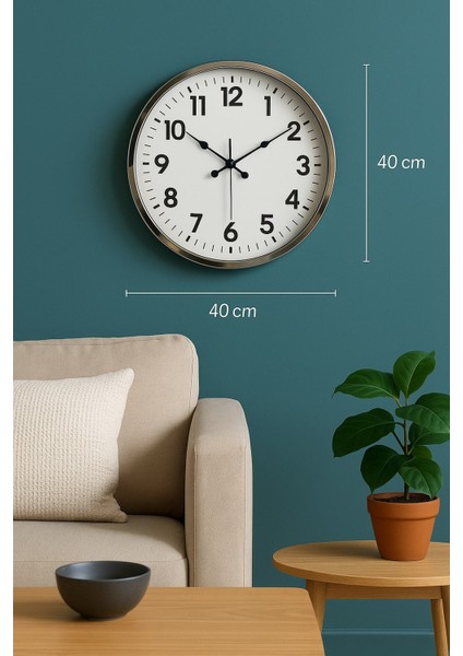 Zentime 40 cm Krom Elegance Duvar Saati indirimleri