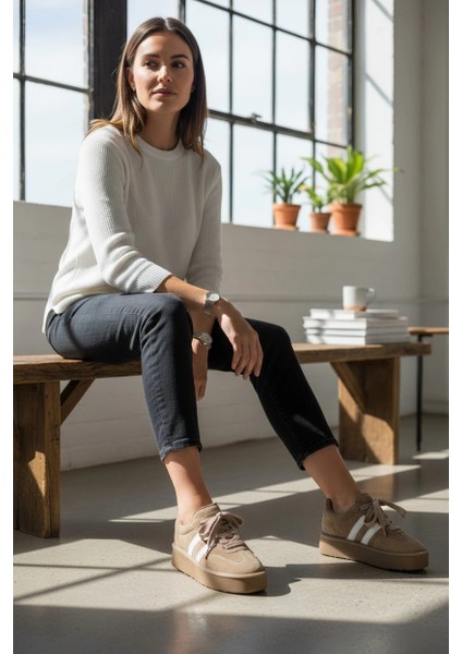 Monte Kadın Sneaker Premium Tasarım - Vizon indirimleri