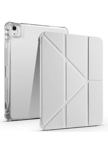 iPad Air 11 2025 M3 Kılıf Akre Tri Folding Kalem Bölmeli Standlı Kılıf - Gri