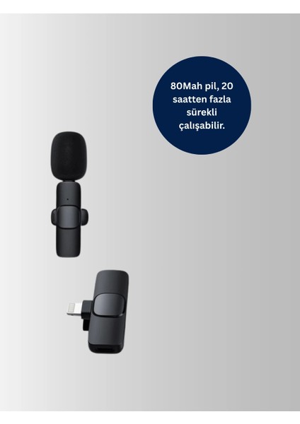 Çift Mikrofonlu Kablosuz Kayıt Seti iPhone Uyumlu Mini Mikrofon modelleri