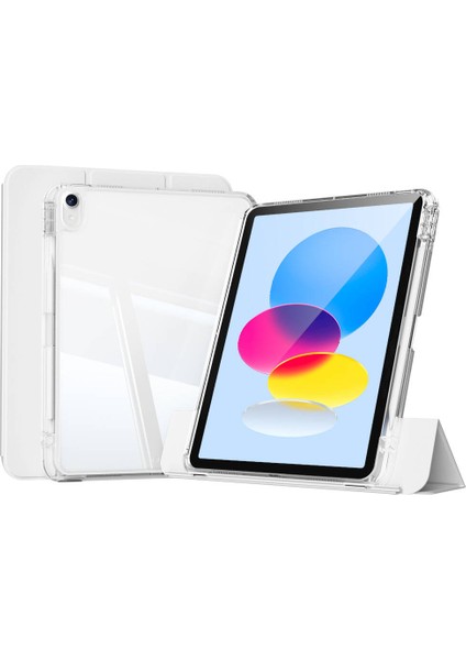 iPad 11.nesil 2025 Kılıf Magnetik Ayrılabilen Airbagli Akre Sliding Tablet Kılıfı - Gri