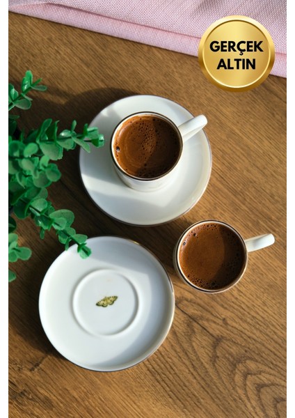Porselen Natura Karma Altın Yaldızlı Kahve Fincan Takımı 90CC 2 Kişilik 4 Parça indirimleri