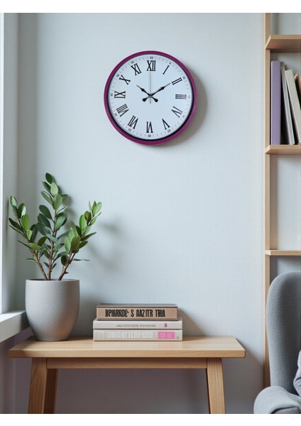 Zentime 36 cm Pembe Dekoratif Duvar Saati