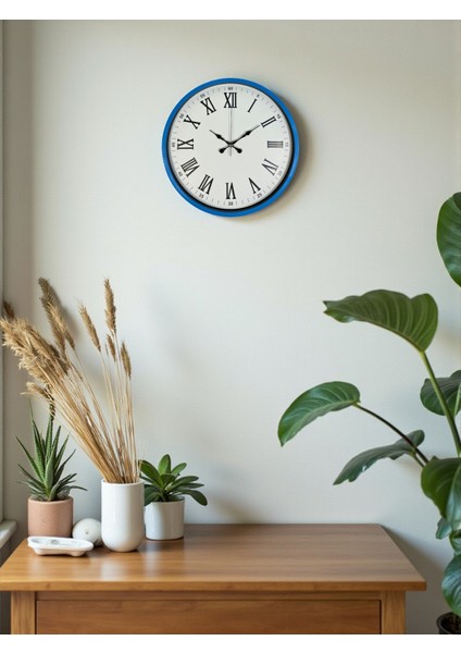 Zentime 36 cm Mavi Dekoratif Duvar Saati