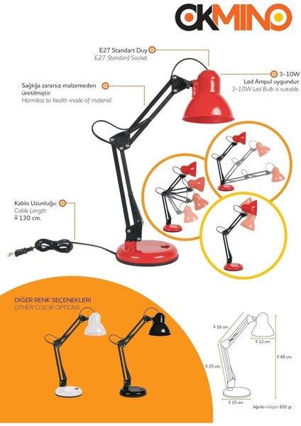 Akrobat Masa Lambası (Kırmızı)