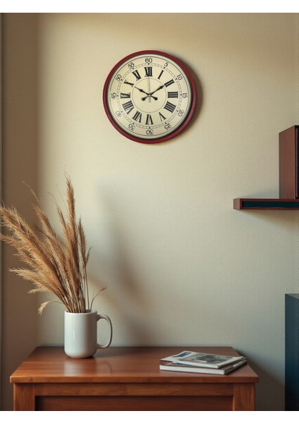 Zentime 36 cm Kırmızı Dekoratif Duvar Saati