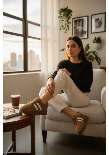 Monte Kadın Sneaker Premium Tasarım - Taba indirimleri