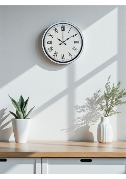 Zentime 36 cm Beyaz Dekoratif Duvar Saati
