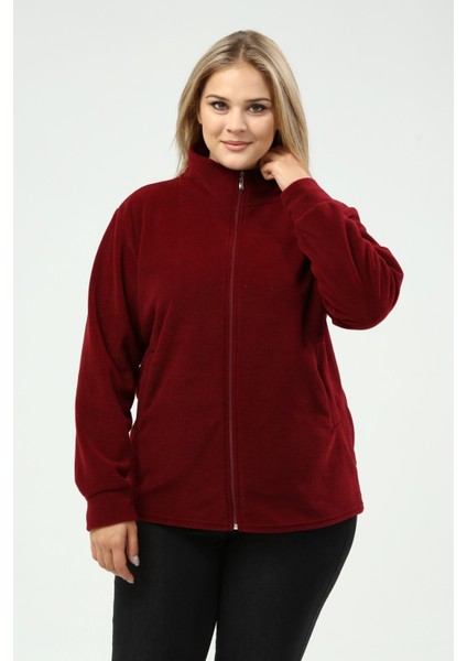 Unisex Kışlık Polar Hırka Bordo Fermuarlı Kışlık modelleri