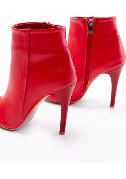 ZRİN-4802 Premium Kırmızı Yüksek Ince Topuklu Fermuarlı Kadın Bot indirimleri