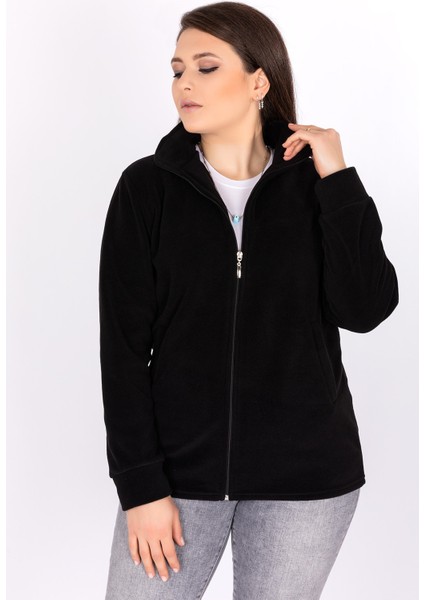 Unisex Kışlık Polar Hırka Siyah Kışlık Fermuarlı Polar modelleri