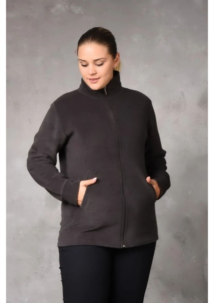 Gri Polar Hırka Unisex Kışlık Polar Hırka Mont modelleri
