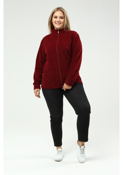 Unisex Kışlık Polar Hırka Bordo Fermuarlı Kışlık fiyatları