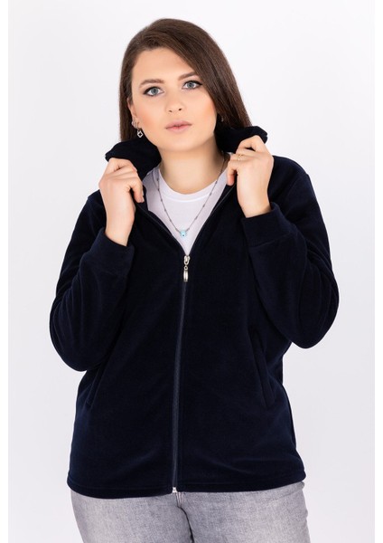 Unisex Kışlık Polar Hırka Lacivert Kışlık Fermuarlı modelleri