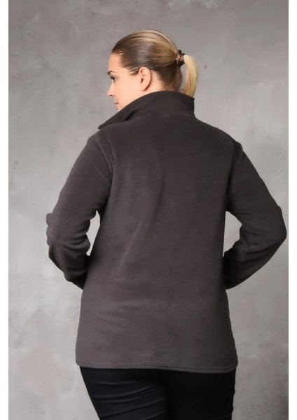 Gri Polar Hırka Unisex Kışlık Polar Hırka Mont